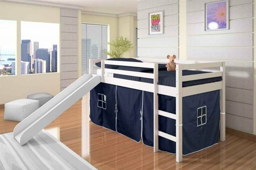White wooden junior loft bed - wooden,
