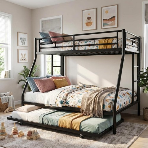 Metal twin full bunk bed - twin/full, with