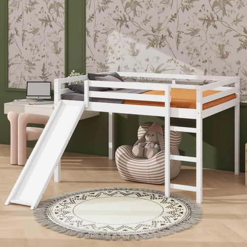 Full white loft bed with - white,
